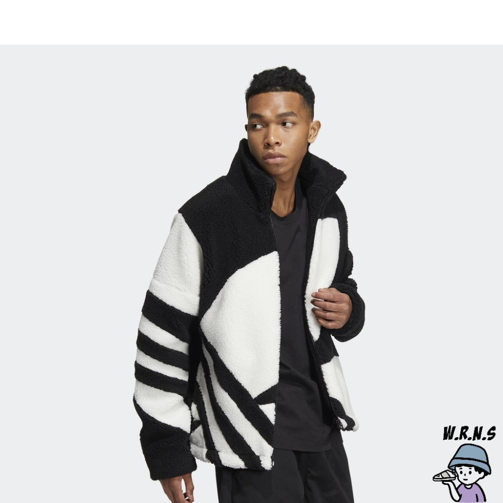 Adidas 男裝 女裝 外套 羊羔絨 黑/米HR3486/HR3487-細節圖5