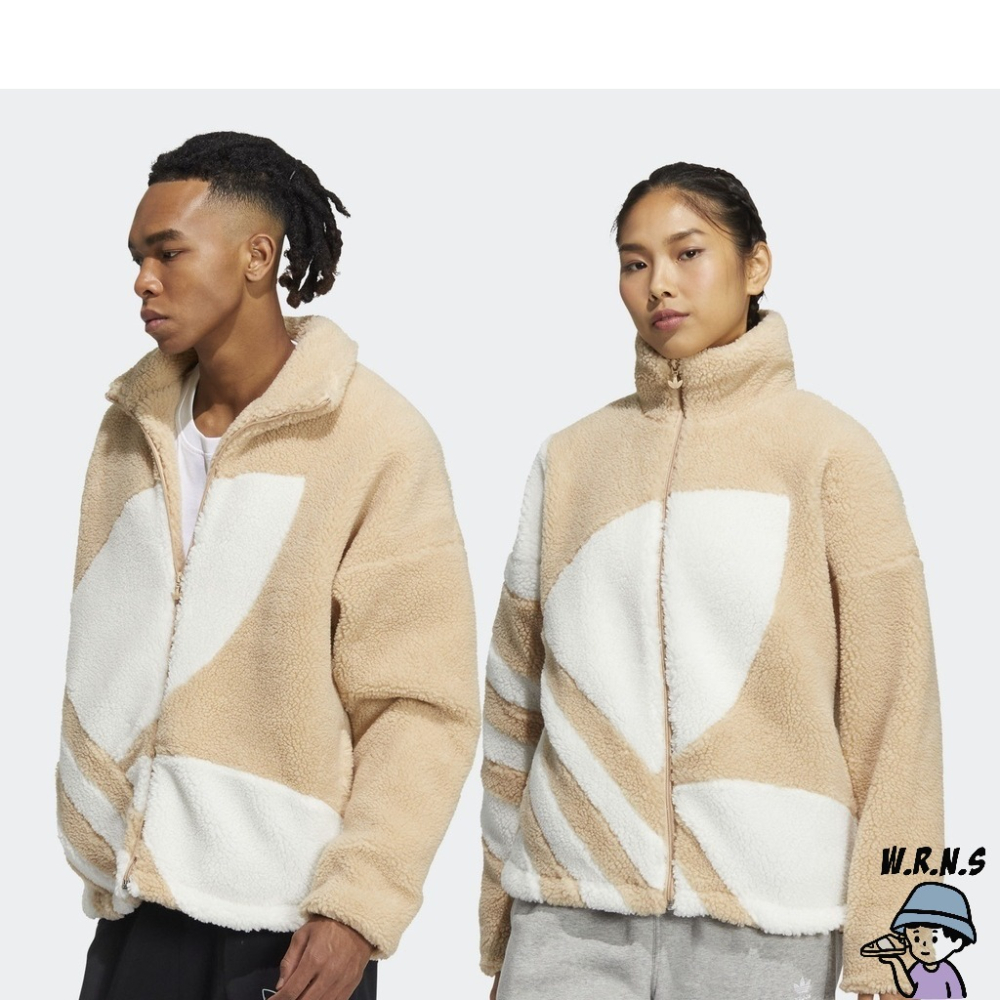 Adidas 男裝 女裝 外套 羊羔絨 黑/米HR3486/HR3487-細節圖6