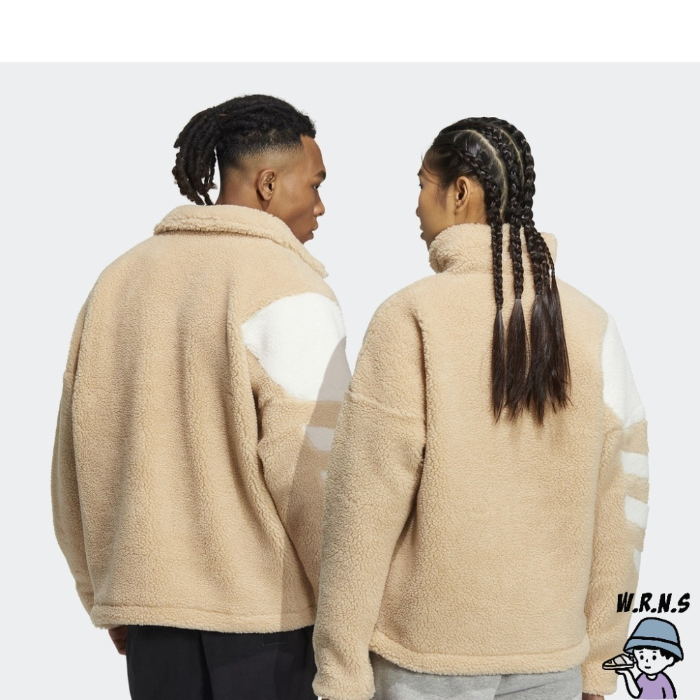 Adidas 男裝 女裝 外套 羊羔絨 黑/米HR3486/HR3487-細節圖7