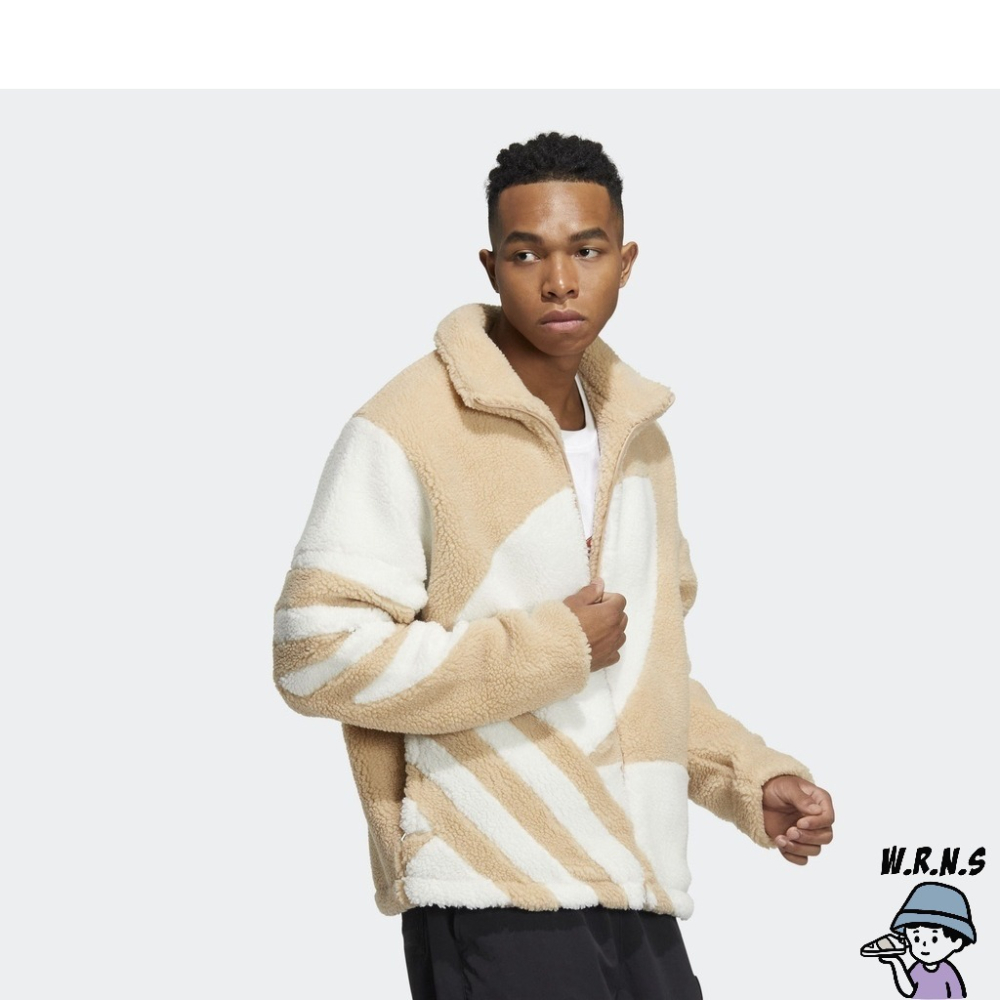 Adidas 男裝 女裝 外套 羊羔絨 黑/米HR3486/HR3487-細節圖8