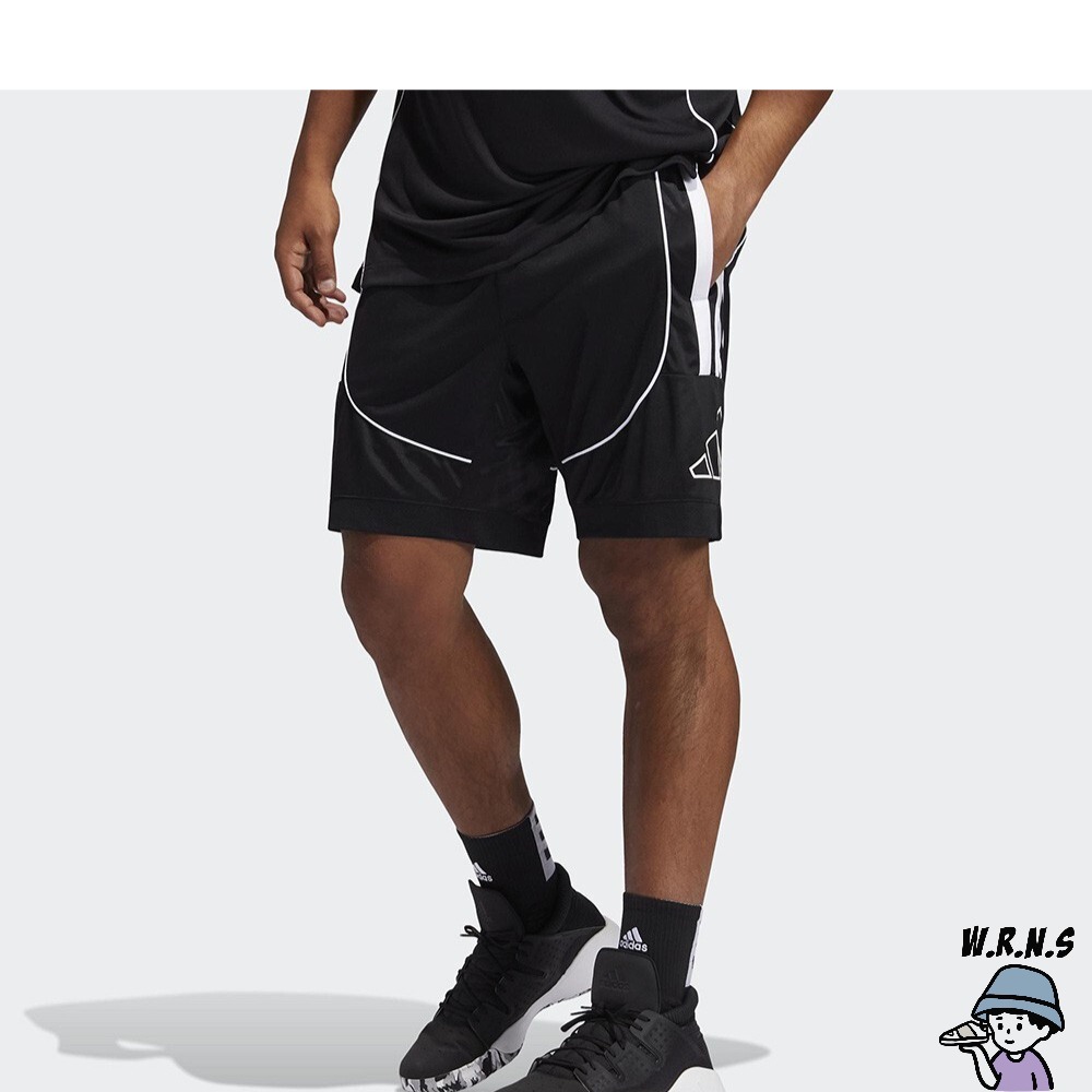 Adidas 男裝 短褲 籃球褲 吸濕 排汗 寬鬆 口袋 黑GL0476-細節圖2