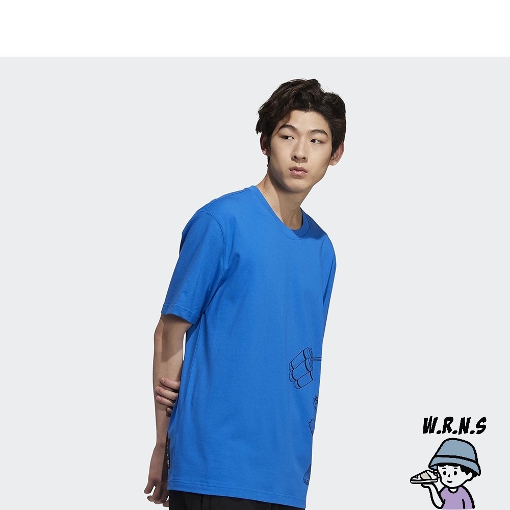 Adidas X DISNEY PIXAR MANGA 男裝 短袖上衣 怪獸電力公司 毛怪 藍HD9084-細節圖3