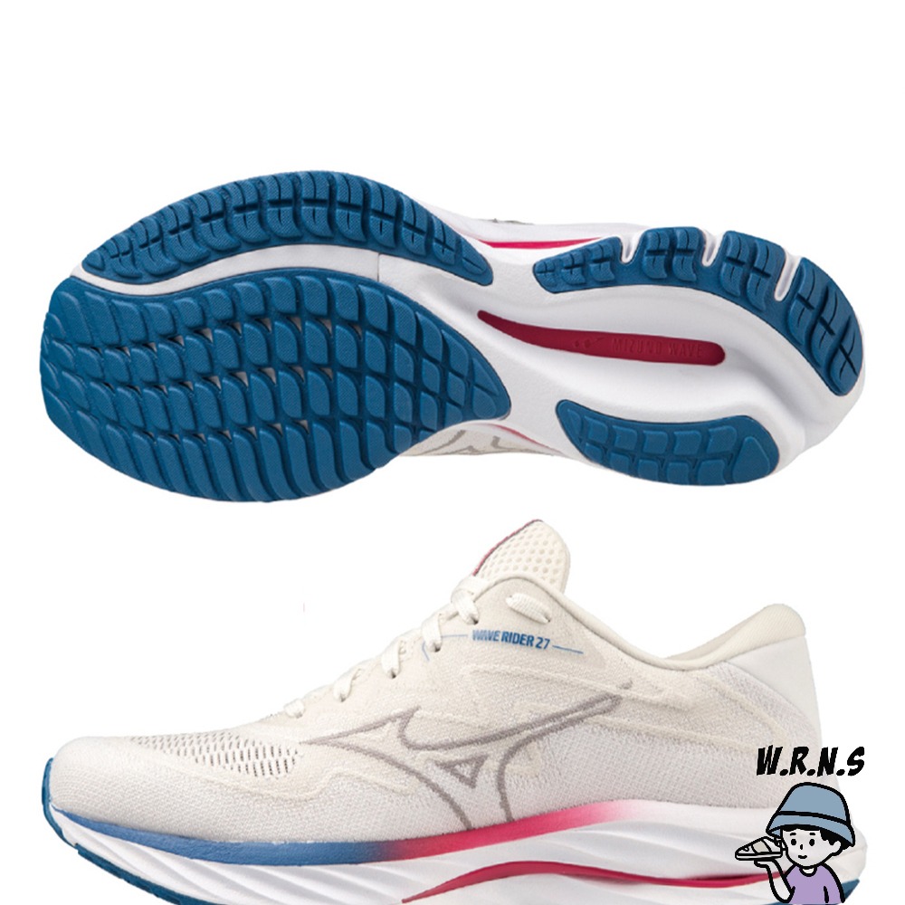 Mizuno 美津濃 女鞋 慢跑鞋 Wave Rider 27 SSW 4E超寬楦 白 J1GD237725-細節圖2