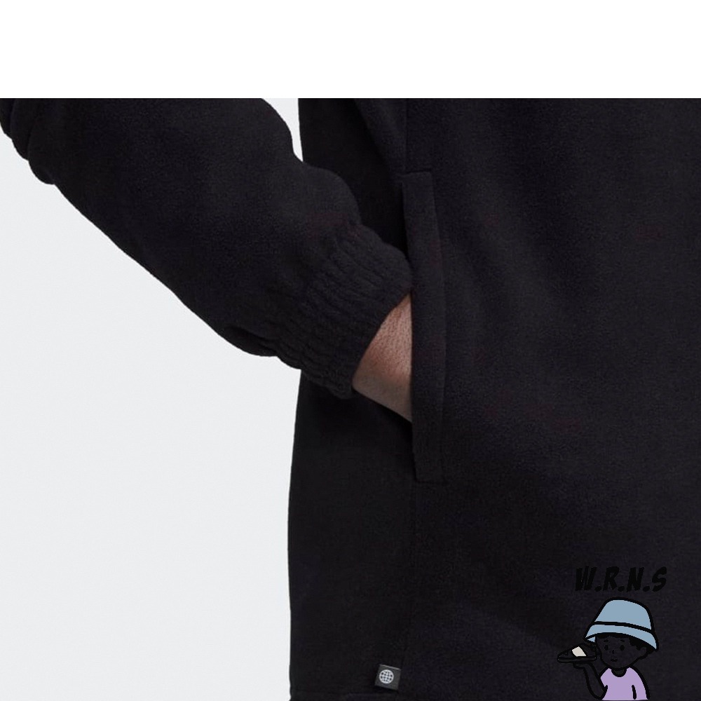 Adidas 男裝 立領外套 毛絨 三葉草 黑 HK7295-細節圖6