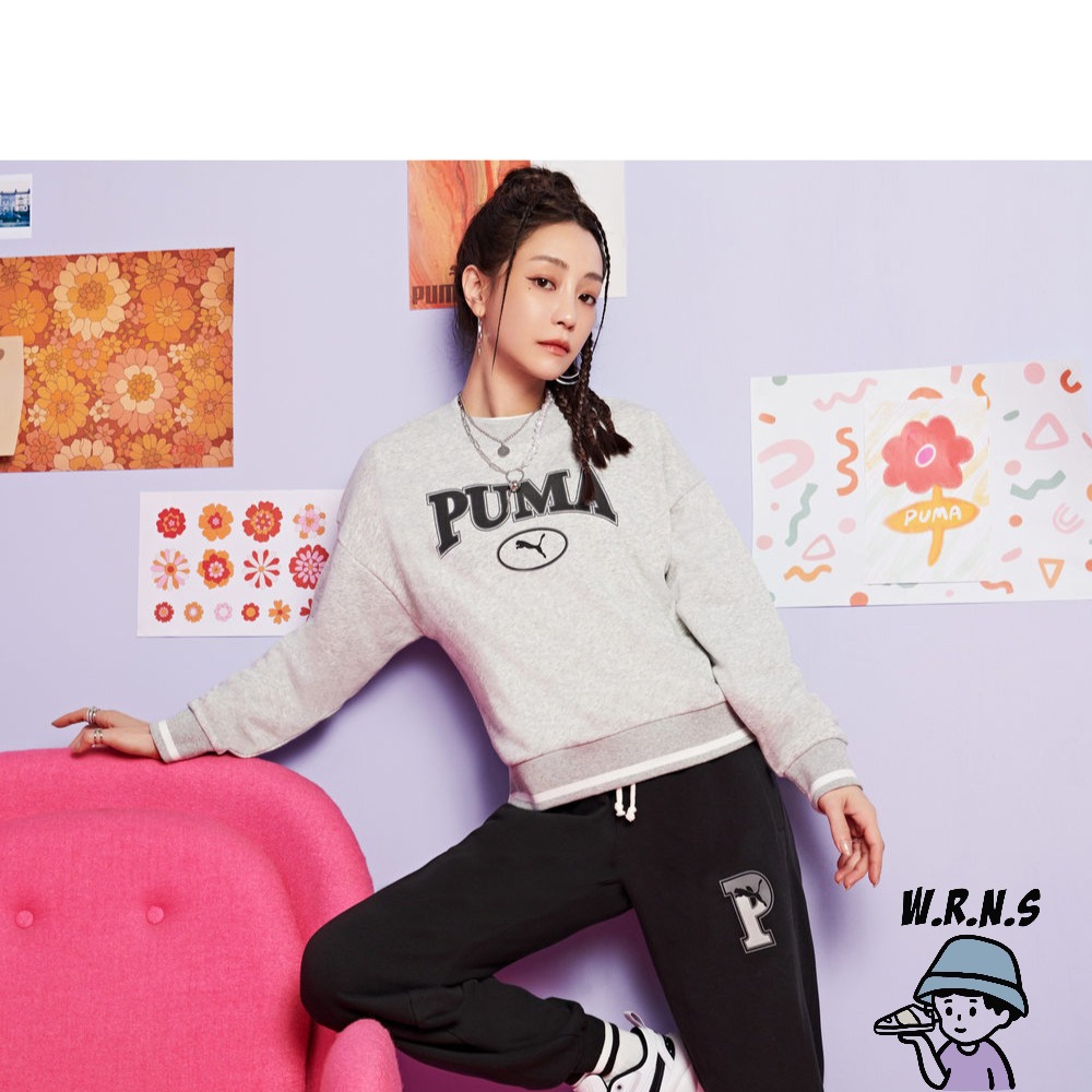 Puma 女裝 長袖上衣 大學T 謝欣穎代言款 歐規 灰 62359704-細節圖4