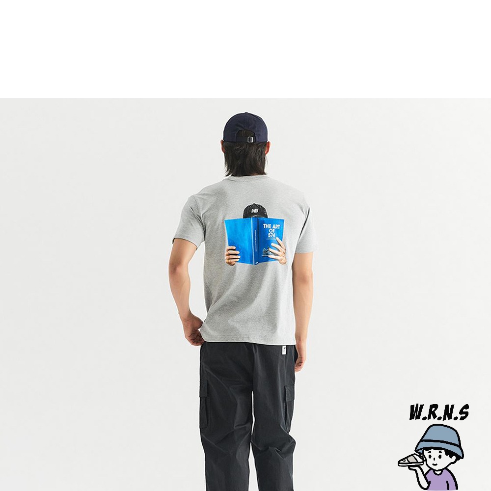 New Balance 男裝短袖上衣 574 印花 純棉 美版 灰MT33563AG-細節圖5
