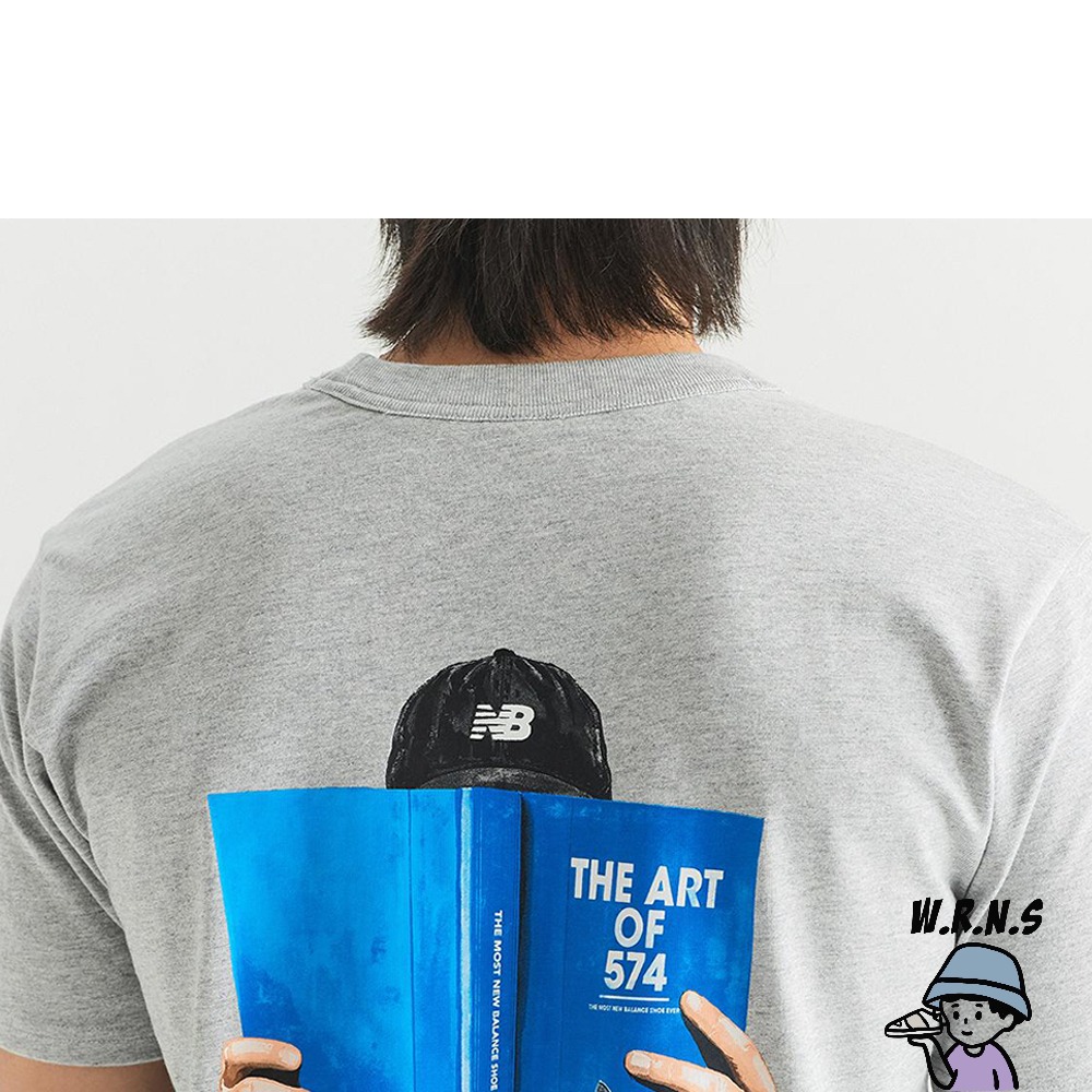 New Balance 男裝短袖上衣 574 印花 純棉 美版 灰MT33563AG-細節圖6