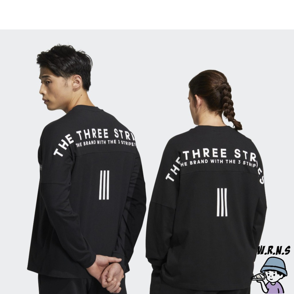 Adidas 男 長袖上衣 休閒 三線 串標 棉質 黑IA9451-細節圖3