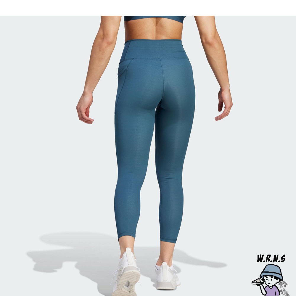 Adidas 女裝 緊身褲 高腰 排汗 口袋 藍綠IJ6824-細節圖4