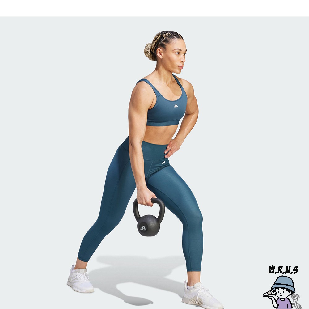 Adidas 女裝 緊身褲 高腰 排汗 口袋 藍綠IJ6824-細節圖5