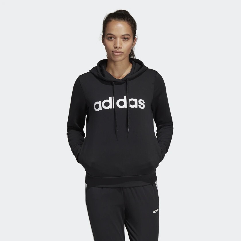 1Adidas 女裝 長袖上衣 連帽上衣 帽T 黑DP2403-細節圖3