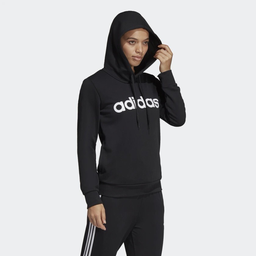 1Adidas 女裝 長袖上衣 連帽上衣 帽T 黑DP2403-細節圖4