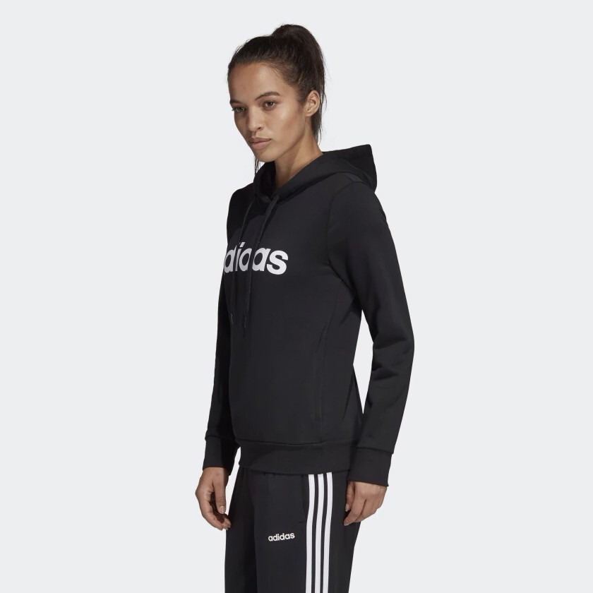 1Adidas 女裝 長袖上衣 連帽上衣 帽T 黑DP2403-細節圖5