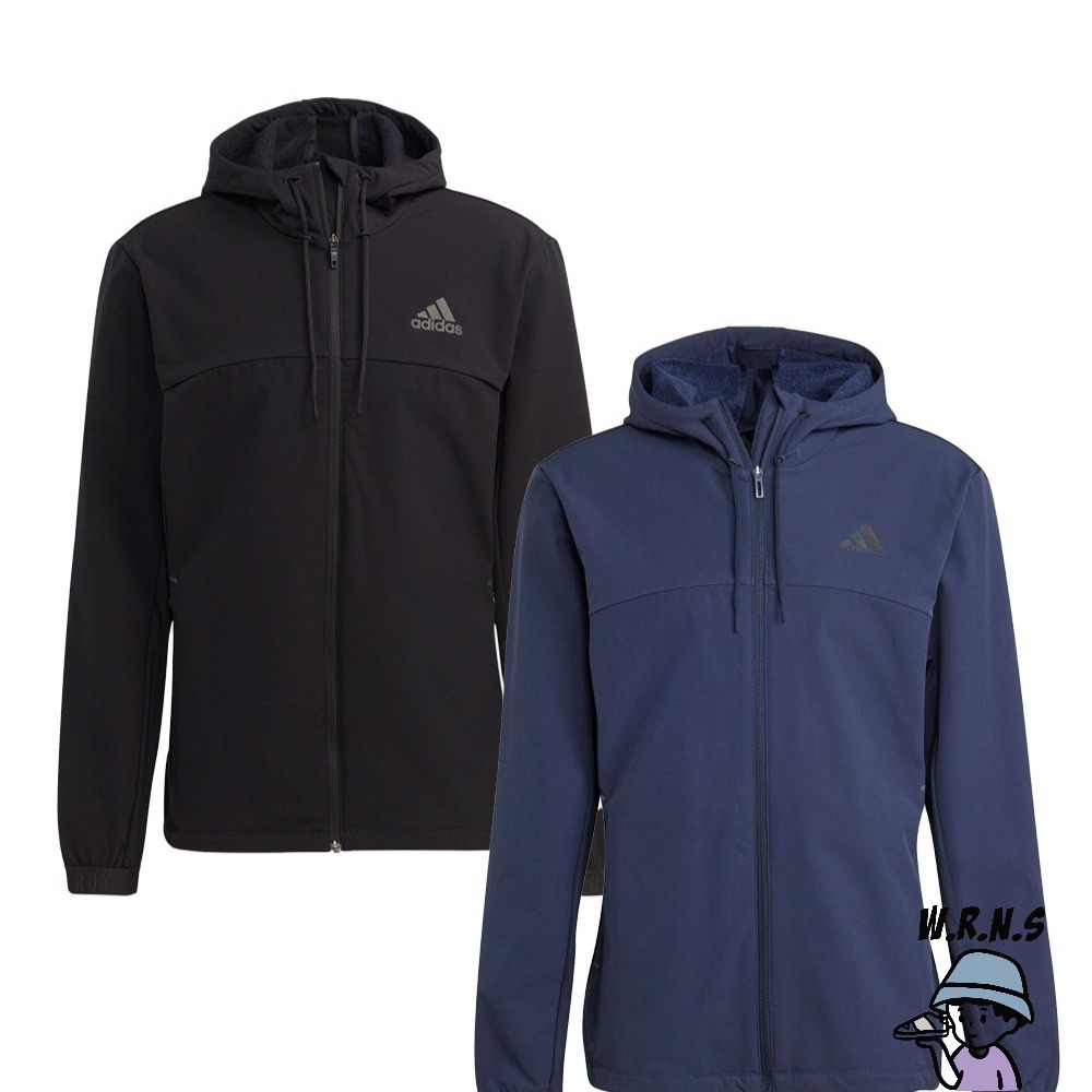 Adidas 男裝 連帽外套 防曬 UPF50+ 拉鍊口袋 黑/藍 HS7494/IL1429-細節圖2