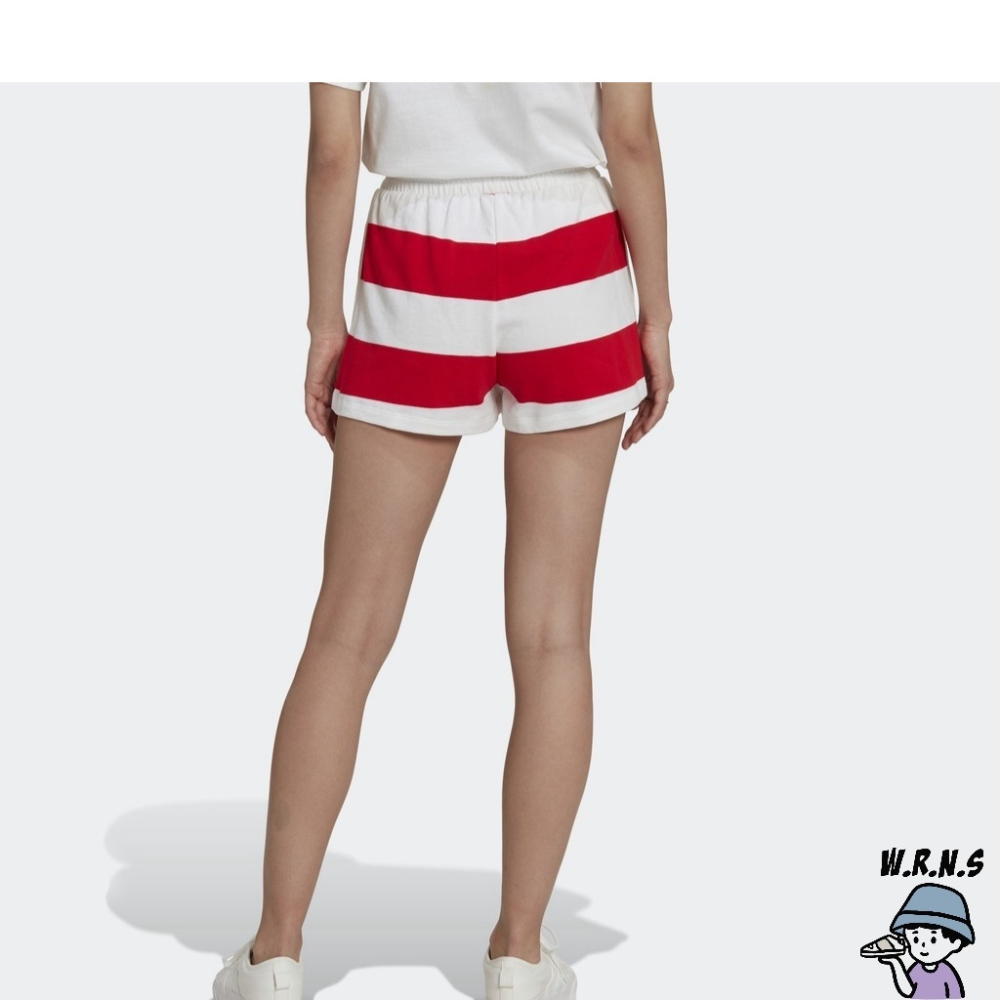Adidas MID WAIST STRIPED 女裝 短褲 休閒 條紋 口袋 棉 紅 HL6560-細節圖3