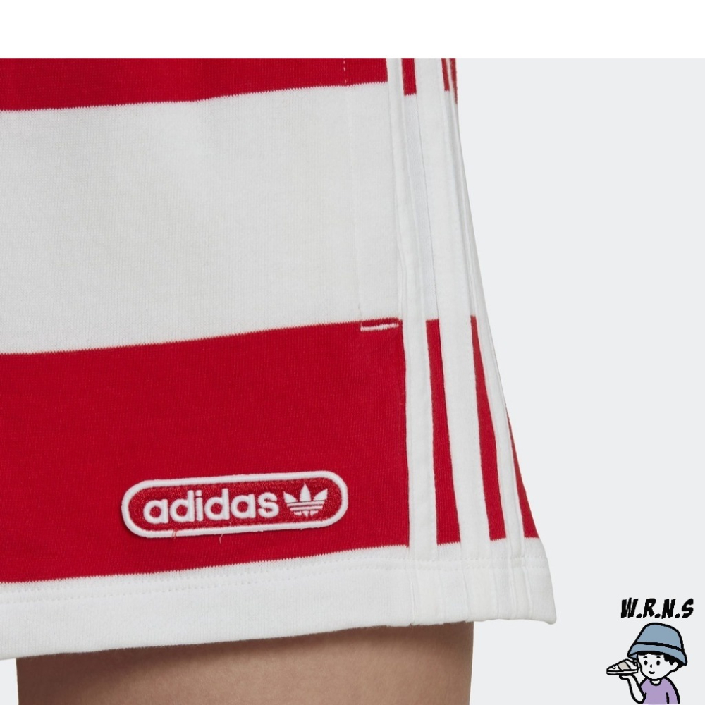 Adidas MID WAIST STRIPED 女裝 短褲 休閒 條紋 口袋 棉 紅 HL6560-細節圖6
