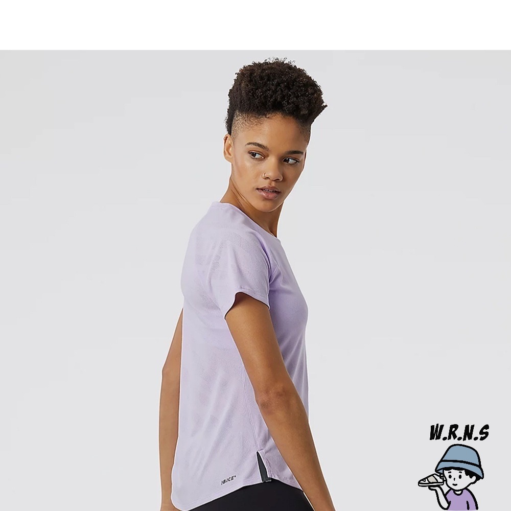 New Balance Q Speed 女裝 短袖 慢跑 休閒 緹花 透氣 反光細節 紫WT23281CYI-細節圖2