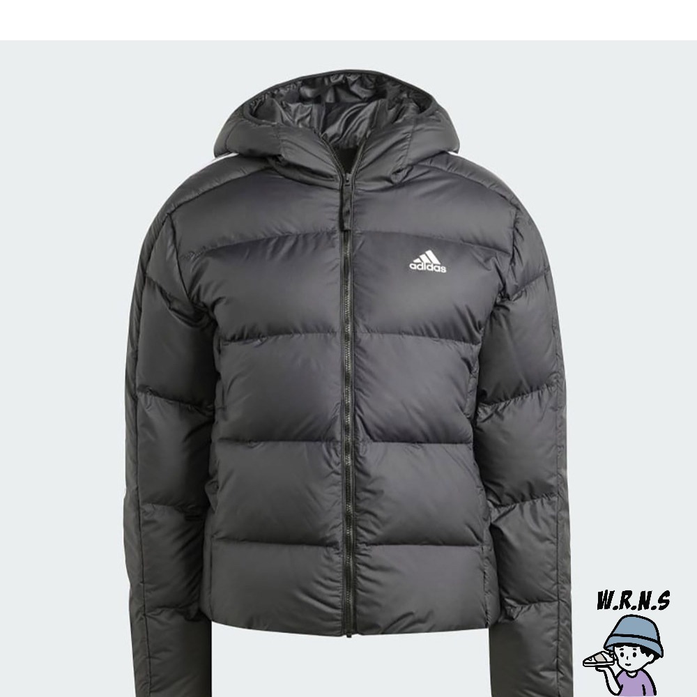 Adidas 女裝 連帽外套 羽絨外套 防潑水 黑HZ8483-細節圖2