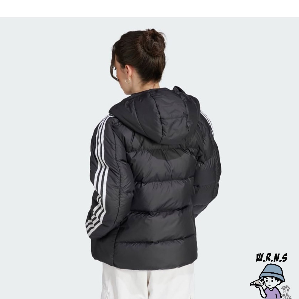 Adidas 女裝 連帽外套 羽絨外套 防潑水 黑HZ8483-細節圖5