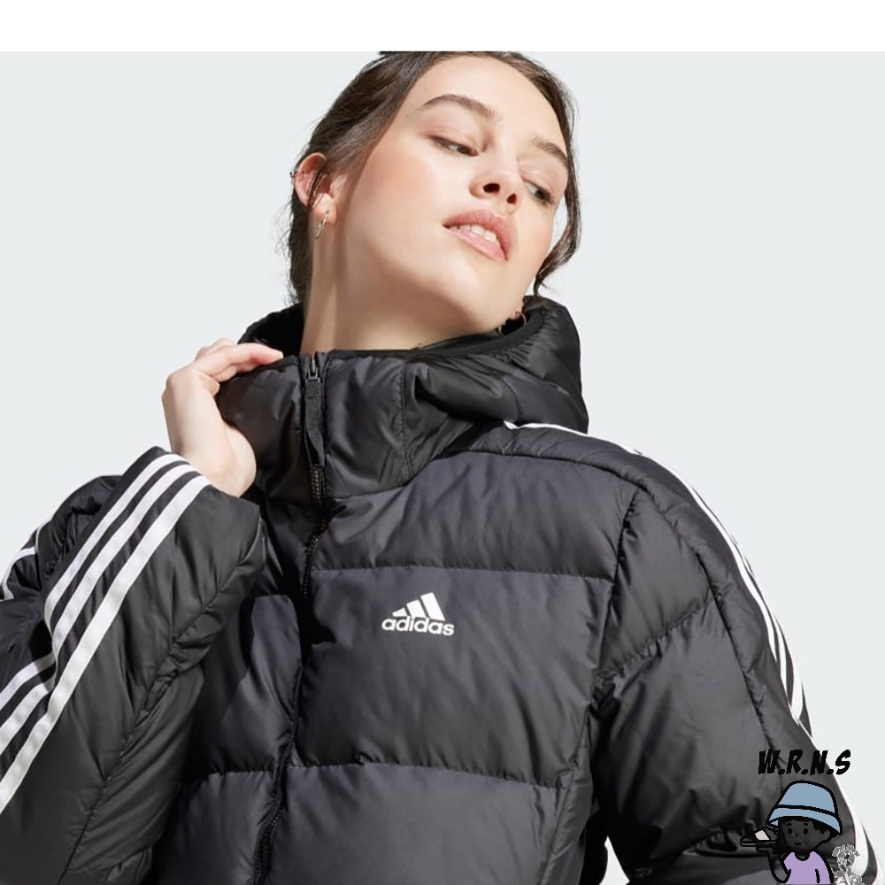 Adidas 女裝 連帽外套 羽絨外套 防潑水 黑HZ8483-細節圖6