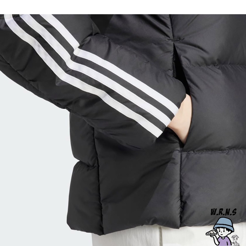 Adidas 女裝 連帽外套 羽絨外套 防潑水 黑HZ8483-細節圖7