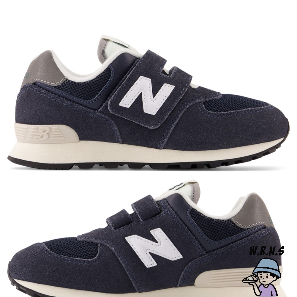 New Balance 574 童鞋 中童 休閒鞋 灰/深藍PV574HT1-W/PV574WL1-W-細節圖4