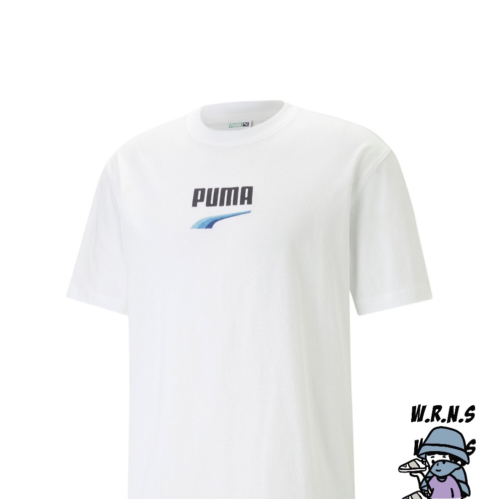 Puma 男短袖上衣 E.SO瘦子 純棉 歐規 白/藍綠 53824852/53824884-細節圖3