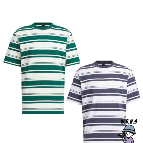 Adidas 男裝 短袖上衣 條紋 純棉 綠白/紫白IS4958/IS4959