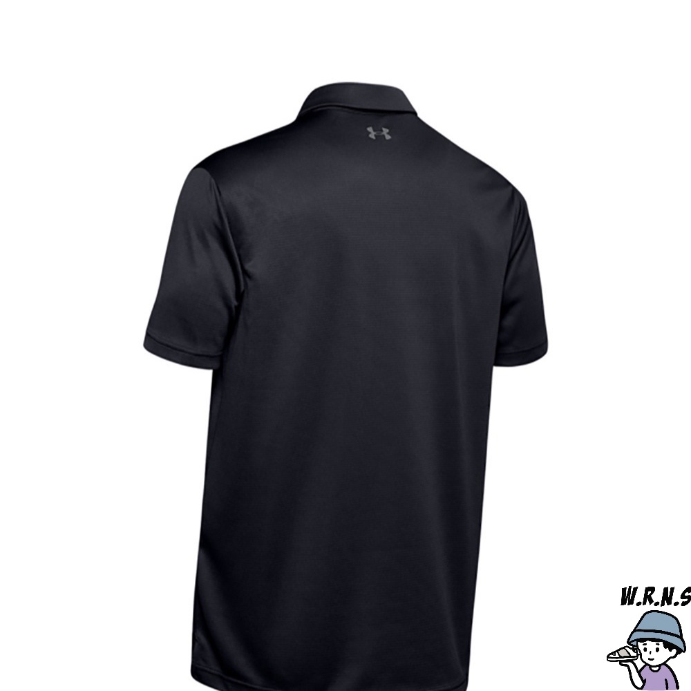 UA 男 Polo衫 短袖 透氣 歐規 黑 1290140-001-細節圖3