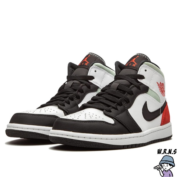 Nike 男鞋 休閒鞋 高筒 爆裂紋 Air Jordan 1 Mid SE 白紅【W.R.N.S】852542-100-細節圖2