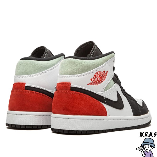 Nike 男鞋 休閒鞋 高筒 爆裂紋 Air Jordan 1 Mid SE 白紅【W.R.N.S】852542-100-細節圖3