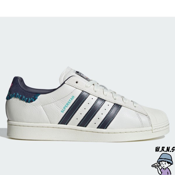 Adidas 女鞋 休閒鞋 貝殼頭 皮革 SUPERSTAR 米藍【W.R.N.S】ID1139-細節圖2