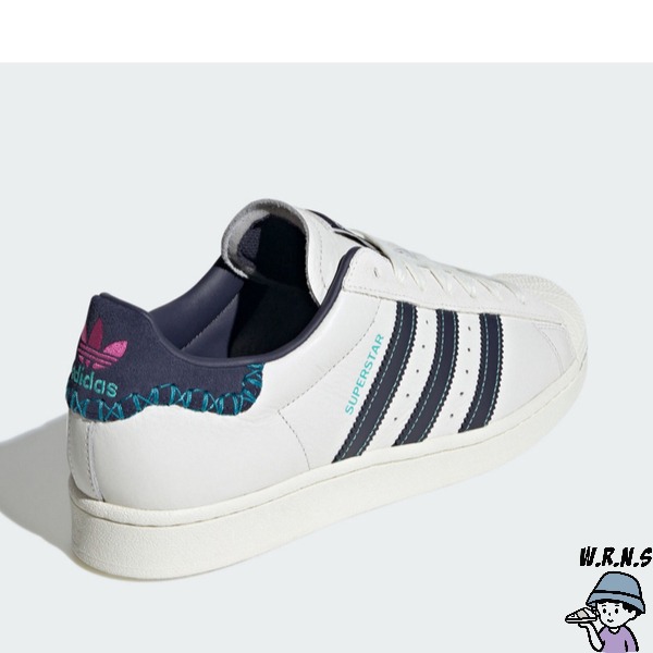 Adidas 女鞋 休閒鞋 貝殼頭 皮革 SUPERSTAR 米藍【W.R.N.S】ID1139-細節圖4