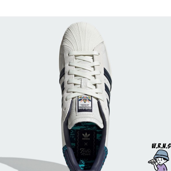 Adidas 女鞋 休閒鞋 貝殼頭 皮革 SUPERSTAR 米藍【W.R.N.S】ID1139-細節圖5
