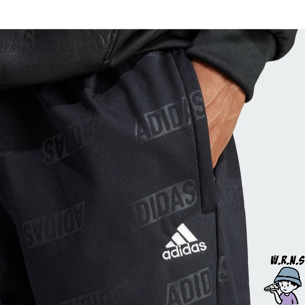 Adidas 男裝 長褲 刷毛 縮口 寬鬆 滿版印花 黑【W.R.N.S】HY1280-細節圖4