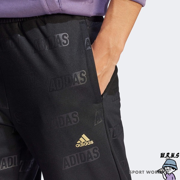 Adidas 女裝 長褲 口袋 寬鬆 滿版壓印 黑【W.R.N.S】IA3178-細節圖6