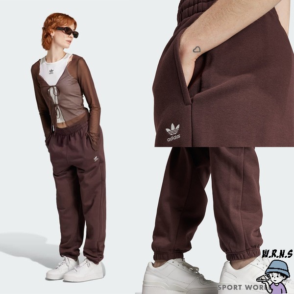Adidas 女裝 長褲 口袋 寬鬆 棉 黑/咖啡【W.R.N.S】IA6437/IJ9810-細節圖6