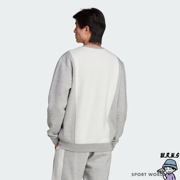 Adidas 男裝 長袖上衣 刷毛 棉 灰白【W.R.N.S】IM4448-細節圖4