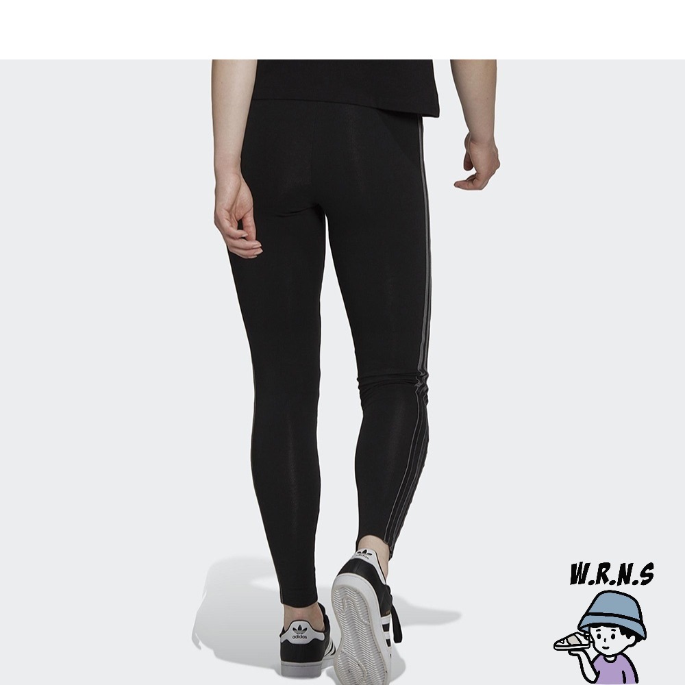 Adidas 女裝 緊身長褲 中腰 絲絨三條線 黑 H18017-細節圖5