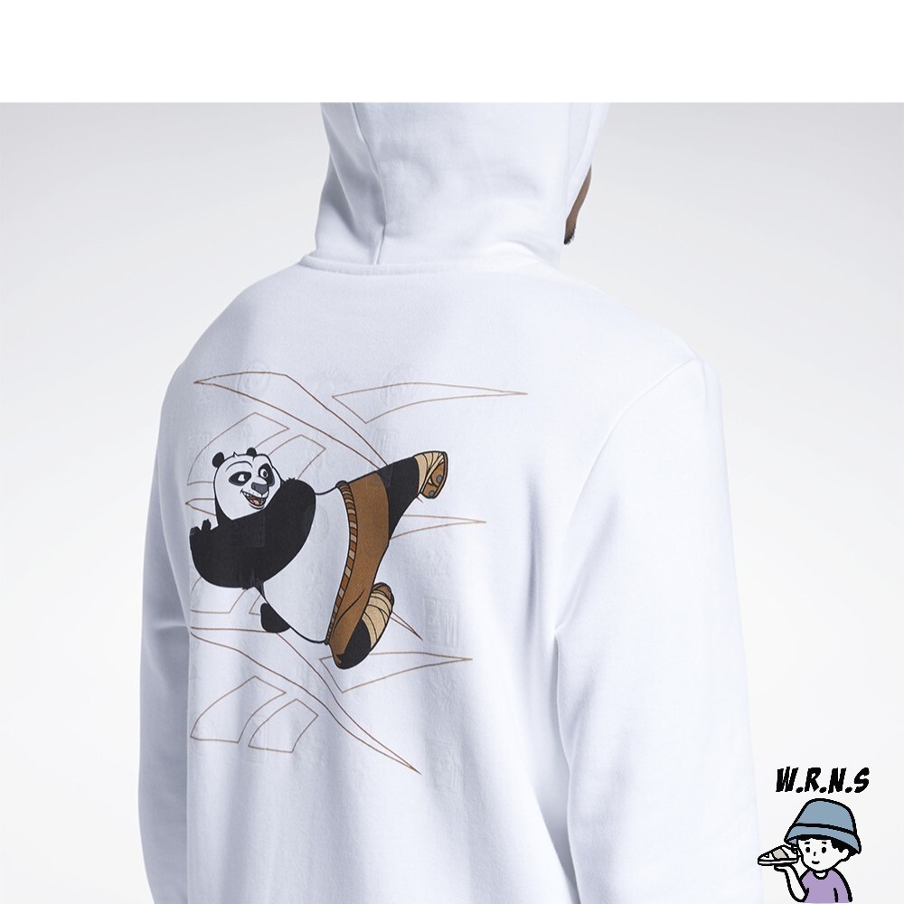 REEBOK X KUNG FU PANDA 男裝 女裝 長袖 帽T 聯名 功夫熊貓 棉質 白H18403-細節圖5