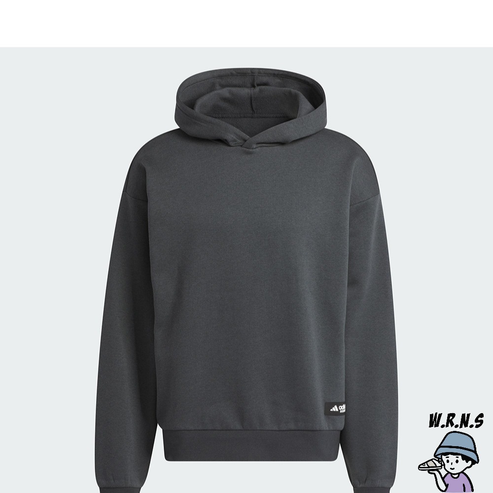 Adidas 男裝 長袖上衣 連帽 寬鬆 棉質 黑灰 IL2313-細節圖2