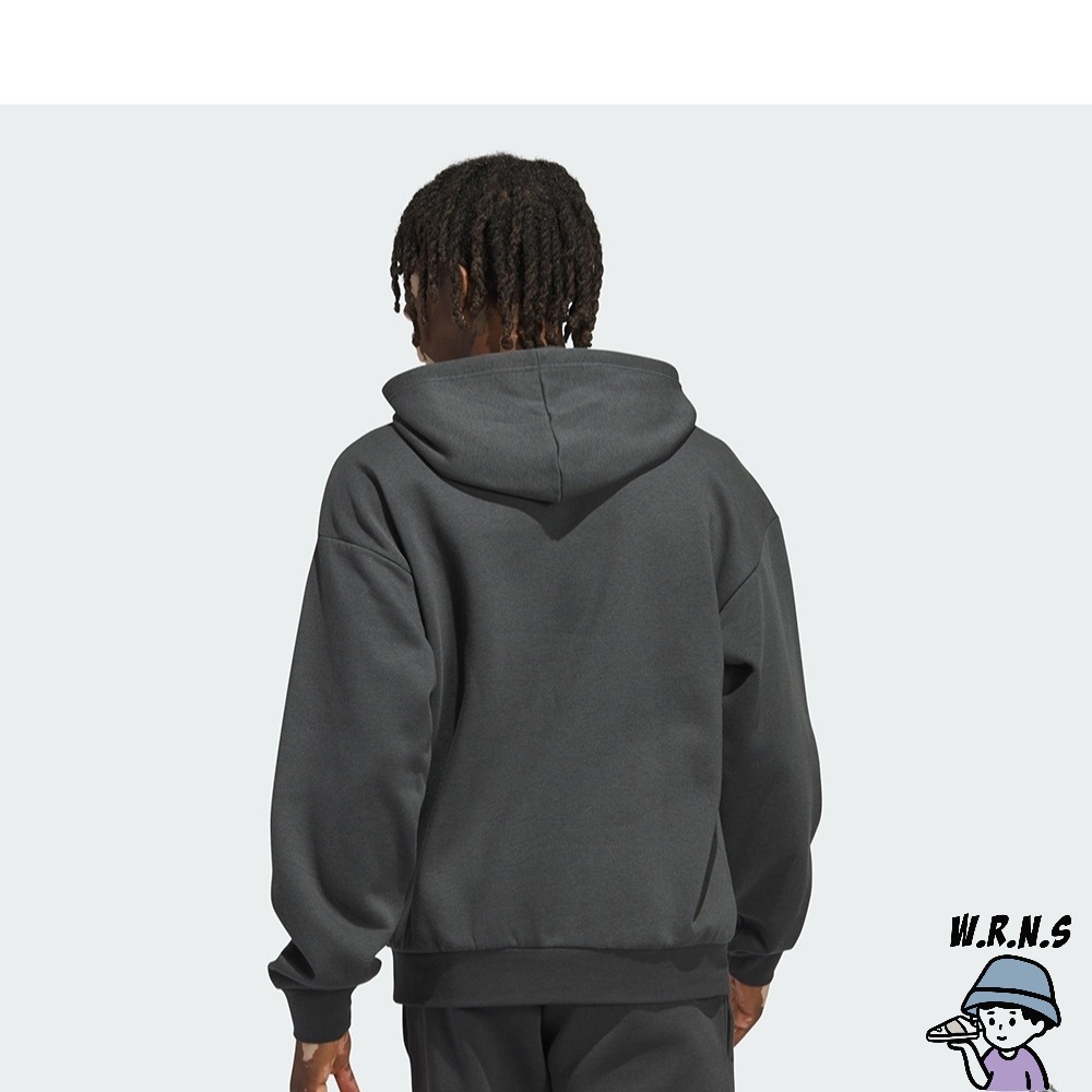 Adidas 男裝 長袖上衣 連帽 寬鬆 棉質 黑灰 IL2313-細節圖3