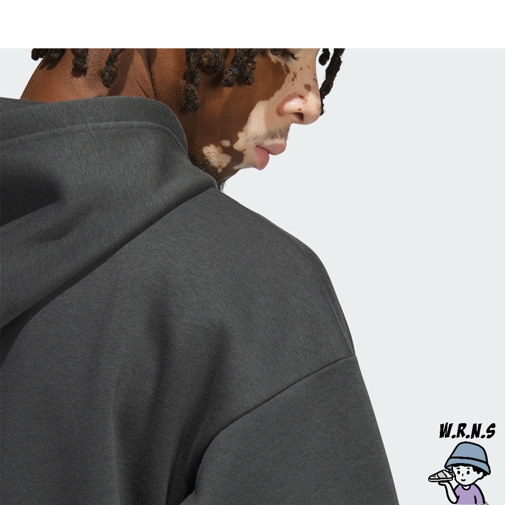 Adidas 男裝 長袖上衣 連帽 寬鬆 棉質 黑灰 IL2313-細節圖4