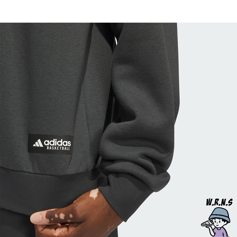 Adidas 男裝 長袖上衣 連帽 寬鬆 棉質 黑灰 IL2313-細節圖5