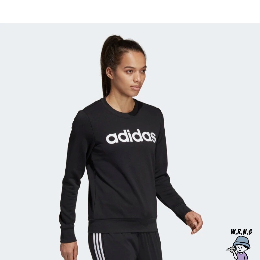 Adidas 女裝 長袖上衣 休閒 大學T 基本款 黑 DP2363-細節圖5