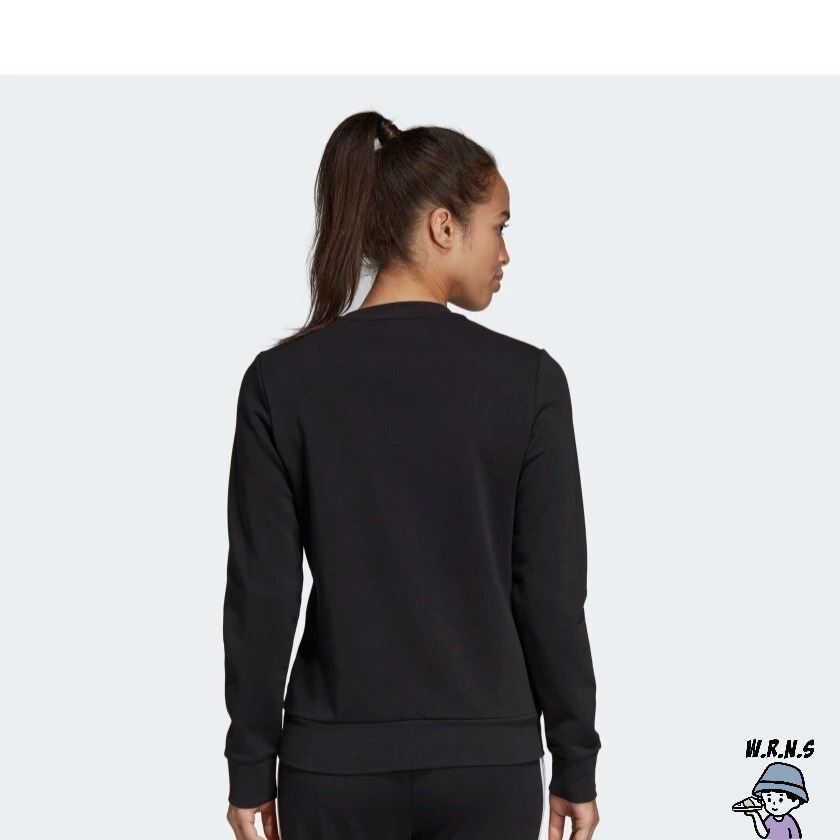 Adidas 女裝 長袖上衣 休閒 大學T 基本款 黑 DP2363-細節圖6