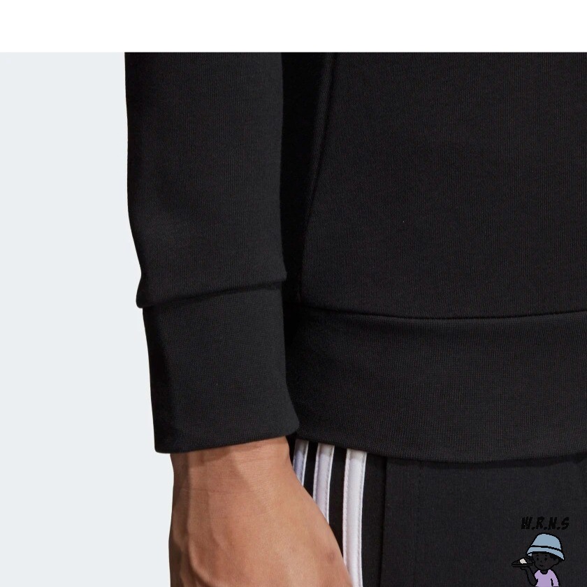 Adidas 女裝 長袖上衣 休閒 大學T 基本款 黑 DP2363-細節圖8