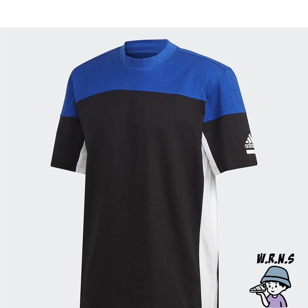 ADIDAS Z.N.E. 男裝 短袖 訓練 棉質 色塊 寬版 黑 藍FT6134-細節圖2