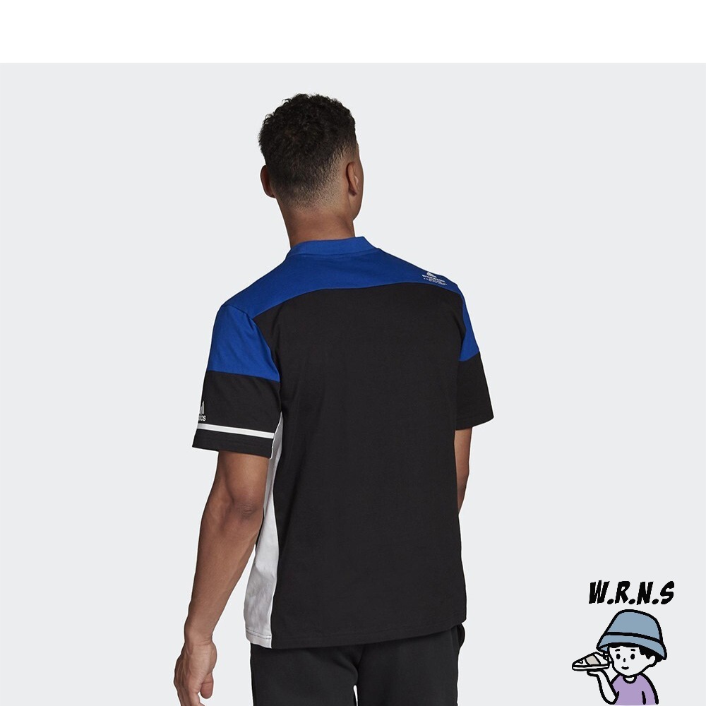 ADIDAS Z.N.E. 男裝 短袖 訓練 棉質 色塊 寬版 黑 藍FT6134-細節圖4