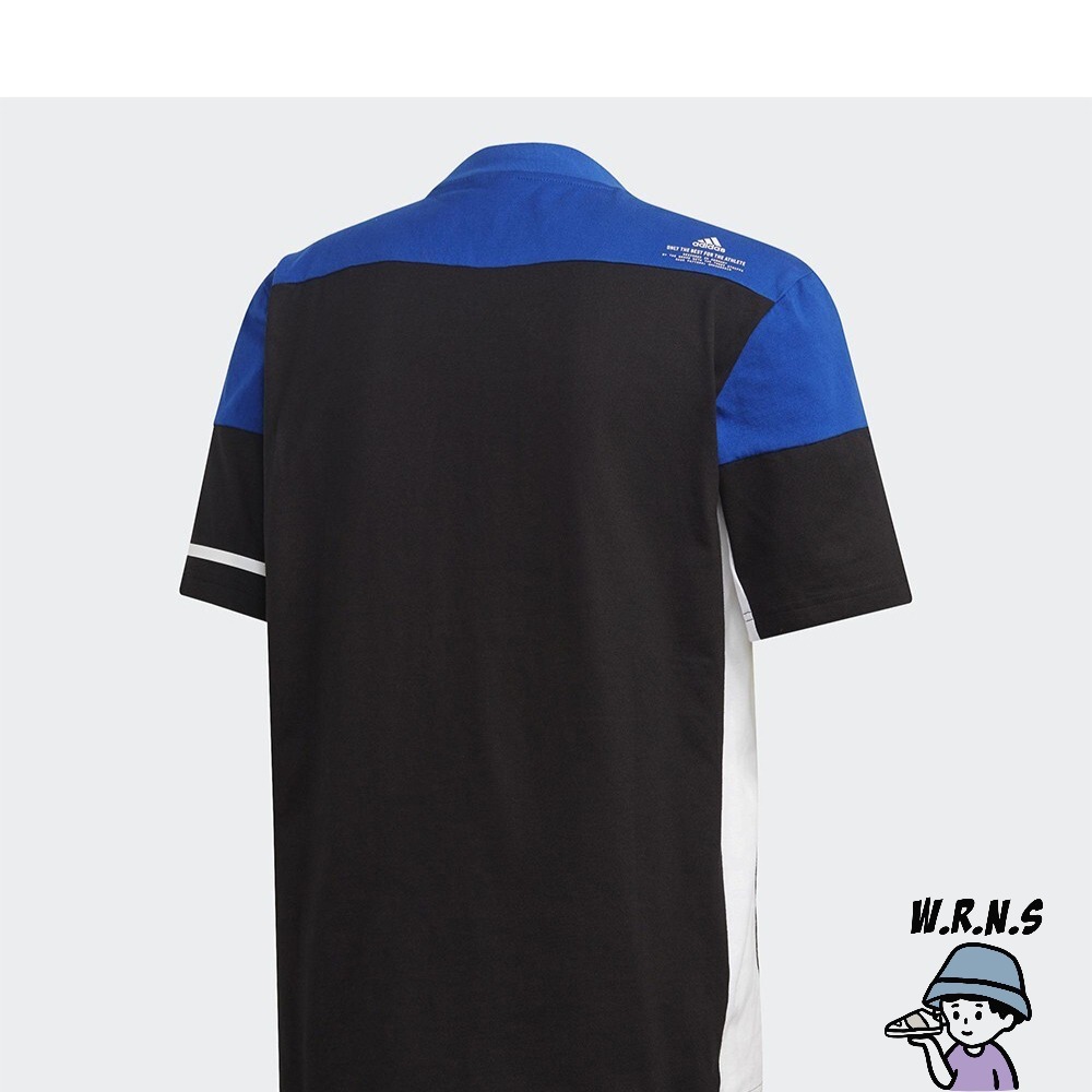 ADIDAS Z.N.E. 男裝 短袖 訓練 棉質 色塊 寬版 黑 藍FT6134-細節圖5